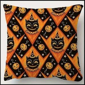 New Halloween Cat and Pumpkin Decorative Pillow Cover